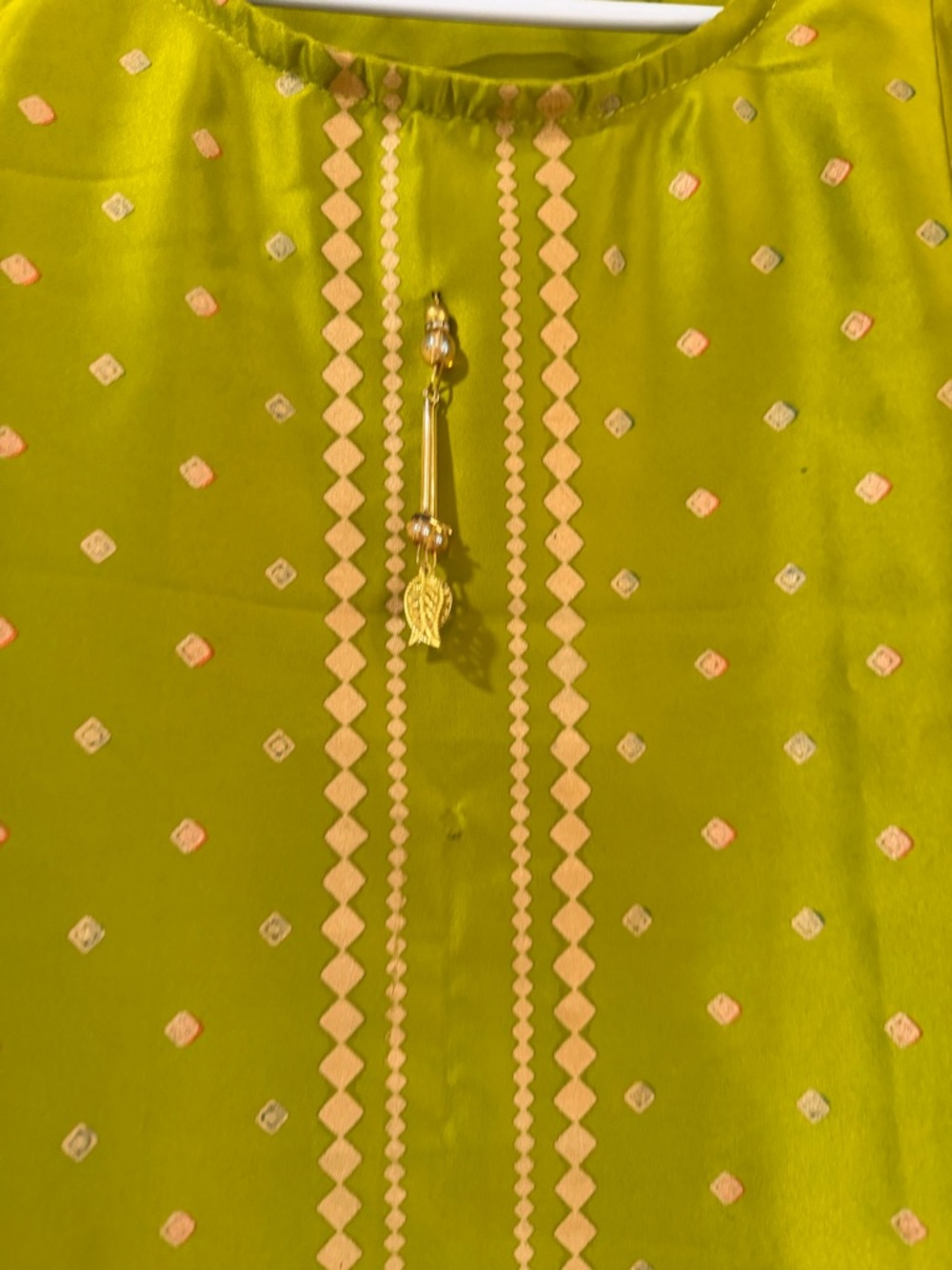 Lime Green Embellished Kurta Top